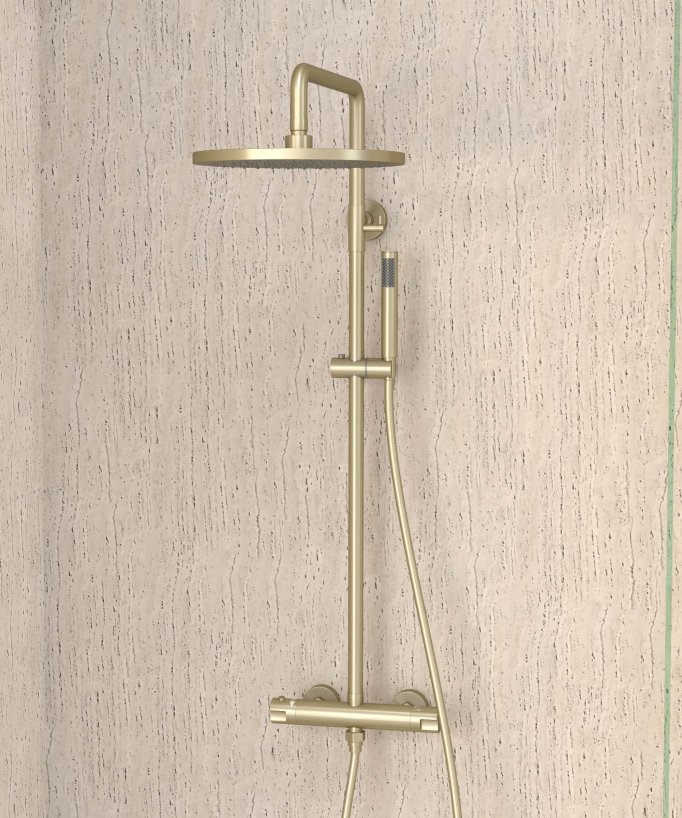 Thermostatic Shower Column, Rain Head and Adjustable Hand Shower Bracket - Corbeau