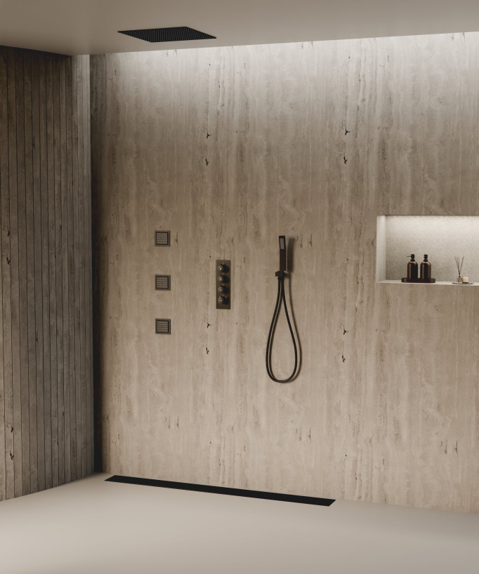 500 mm Thermostatic Ceiling-Concealed Shower Sky with 3 Body Jets - Sirius