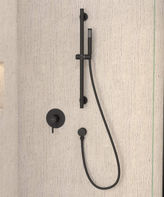 Concealed Shower Mixer with Rail and Hand Shower Set - Corbeau