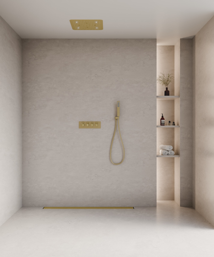 Ceiling-Concealed Thermostatic LED Shower Set