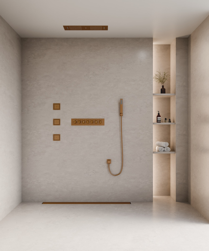 Modern Thermostatic Shower Set - 900x300 mm LED Rain Shower, 3 Body Jets