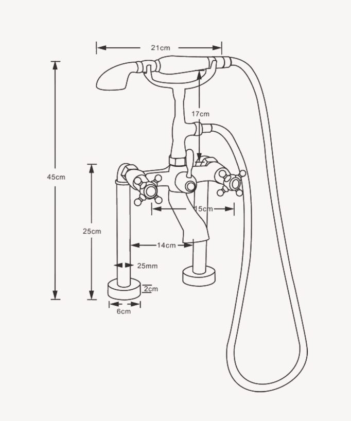 Deck-Mounted Bath Mixer with Risers - Chrome - Maddalena