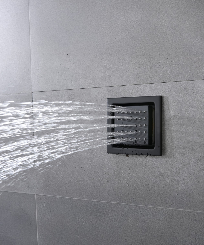 Modern Thermostatic Shower Set - Black - 900x300 mm LED Rain Shower, 3 Body Jets