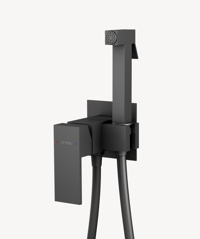 Concealed square WC bidet spray mixer gunmetal - Sirius