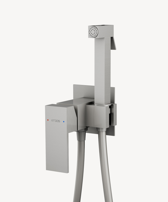 Concealed square WC bidet spray mixer brushed nickel - Sirius