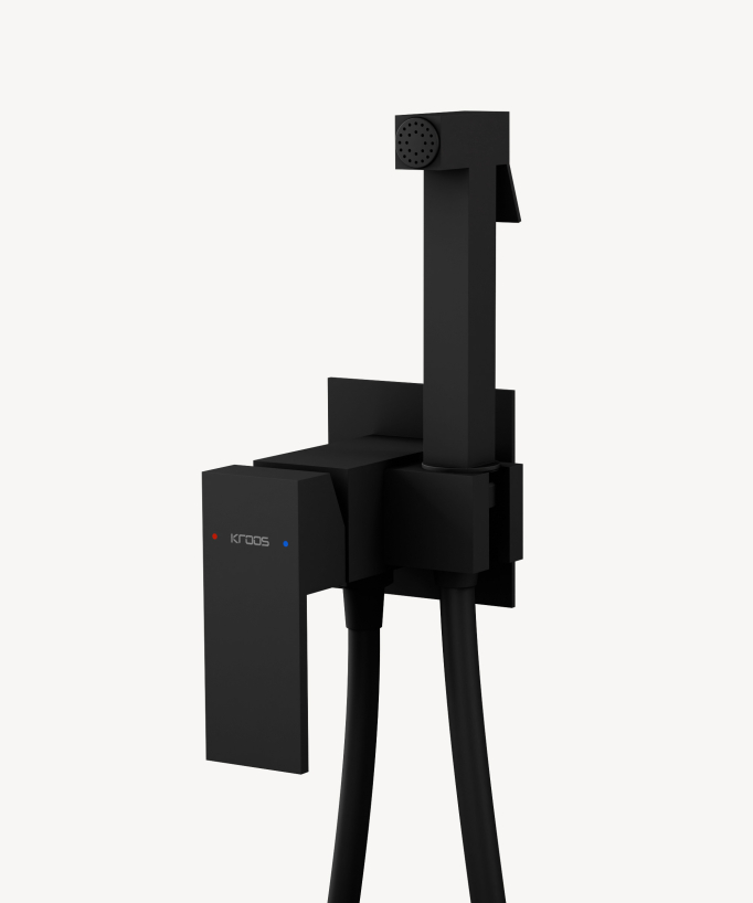 Concealed square WC bidet spray mixer black - Sirius
