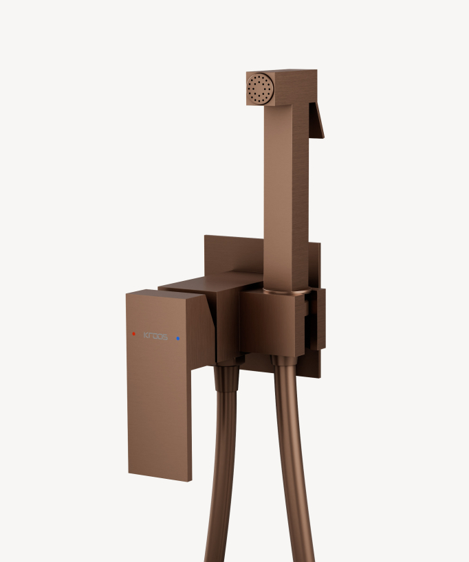 Concealed square WC bidet spray mixer brushed rose gold - Sirius