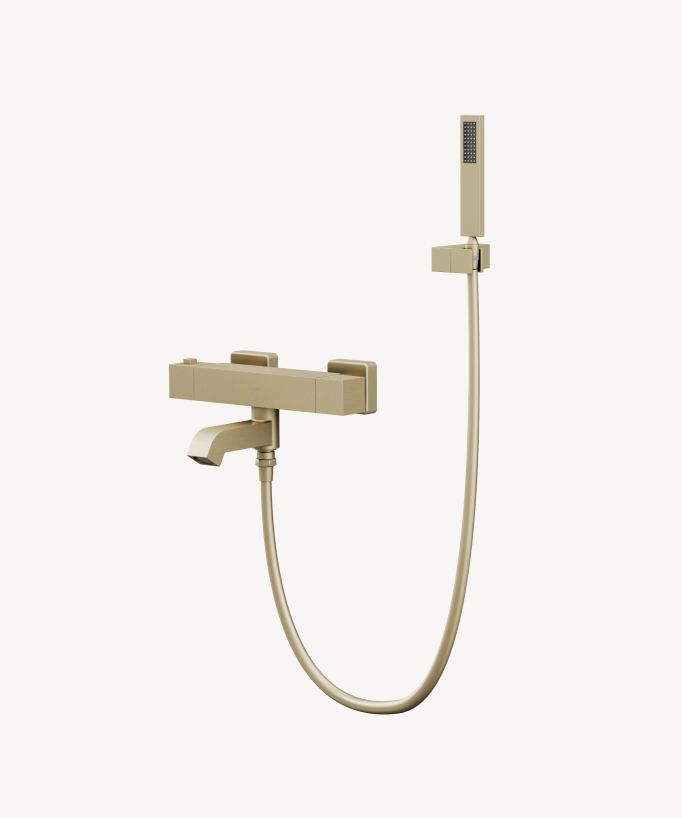 Wall-Mounted Thermostatic Bath Mixer - Brushed Gold - Sirius