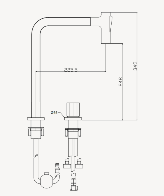 2-Hole Kitchen Mixer with Spray Head - Chrome
