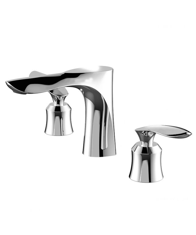 Modern 3-Hole Basin Mixer Tap, Chrome - Canopus