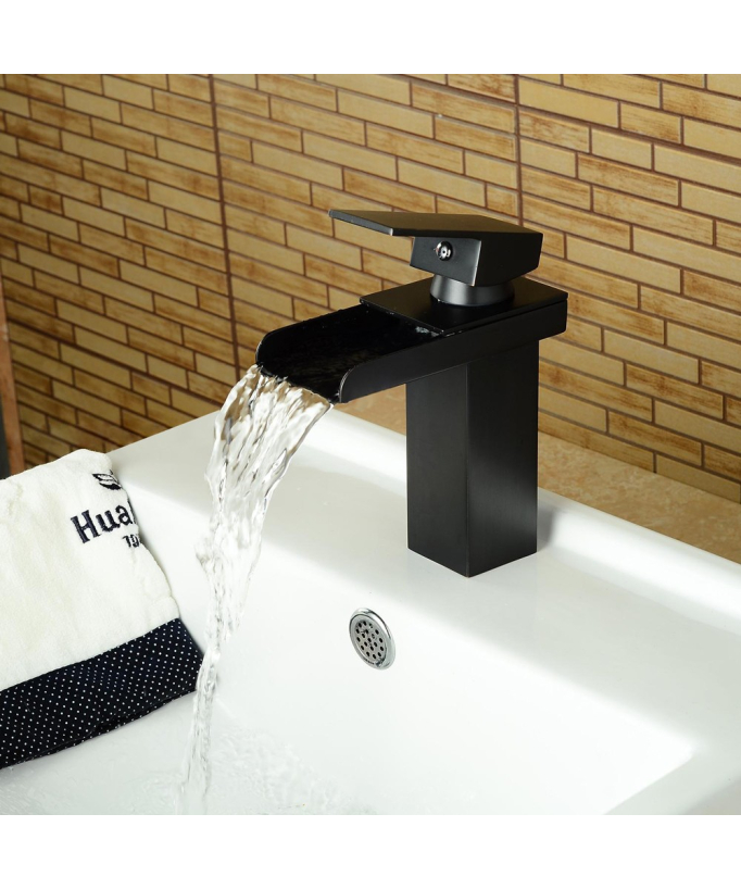 Modern Solid Brass Basin Mixer Tap - Solid Black