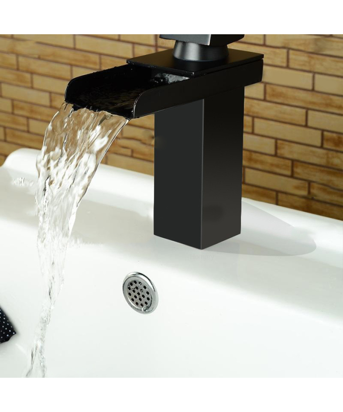 Modern Solid Brass Basin Mixer Tap - Solid Black