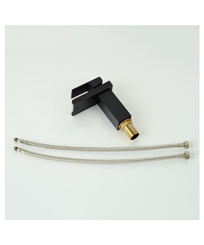 Modern Solid Brass Basin Mixer Tap - Solid Black