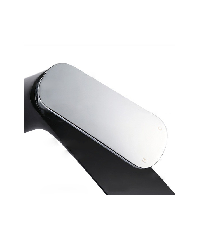 Contemporary Tall Basin Mixer, Black & Chrome Handle