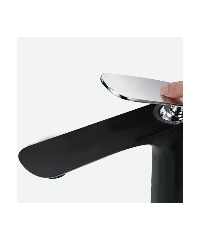Contemporary Tall Basin Mixer, Black & Chrome Handle