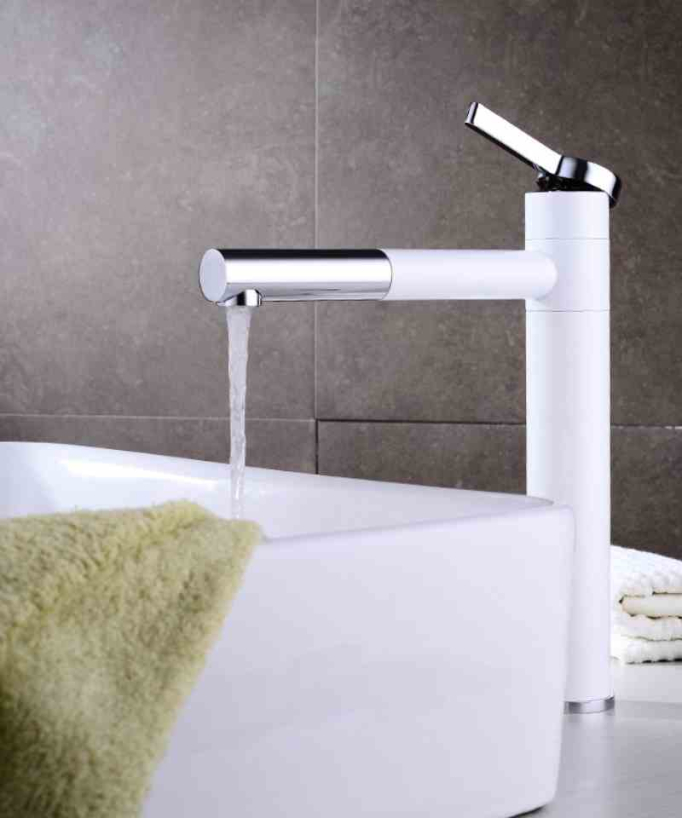 Tall Basin Mixer, White & Chrome - Graffias