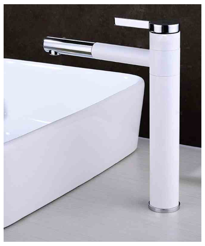 Tall Basin Mixer, White & Chrome - Graffias