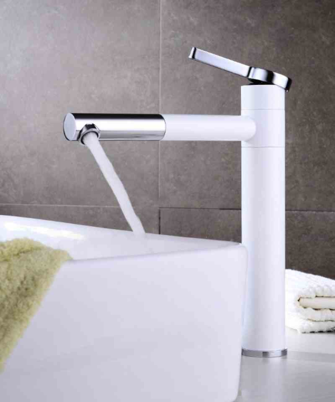 Tall Basin Mixer, White & Chrome - Graffias