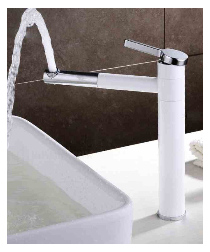 Tall Basin Mixer, White & Chrome - Graffias