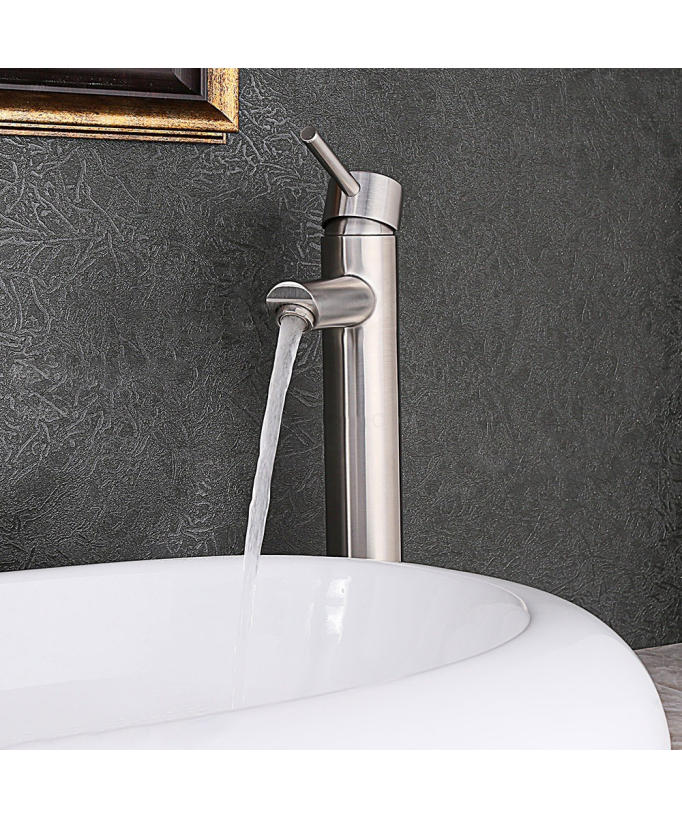 Sophisticated Tall Basin Mixer, Brushed Nickel