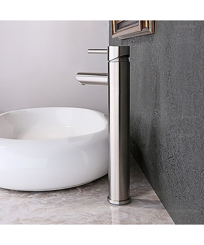 Sophisticated Tall Basin Mixer, Brushed Nickel