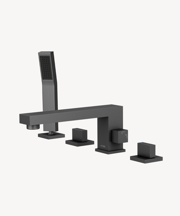 4-Hole Deck-Mounted Bath-Shower Mixer - Gunmetal - Sirius