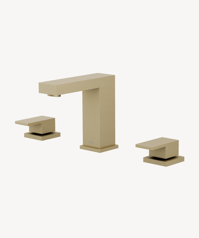3-Hole Deck-Mounted Basin Mixer, Brushed Gold - Sirius