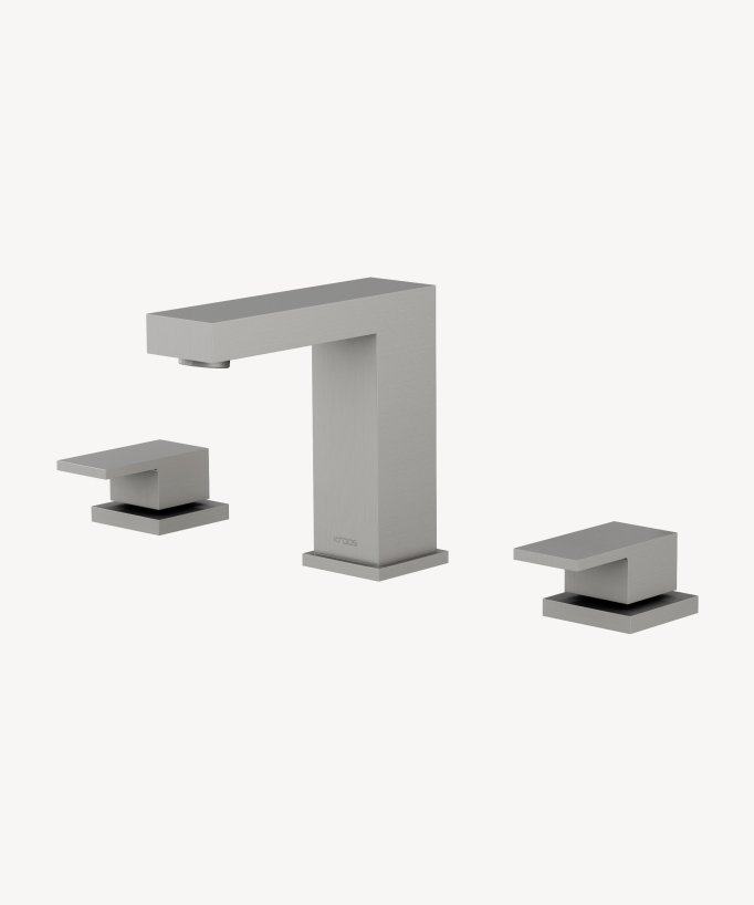 3-Hole Deck-Mounted Basin Mixer, Brushed Nickel - Sirius