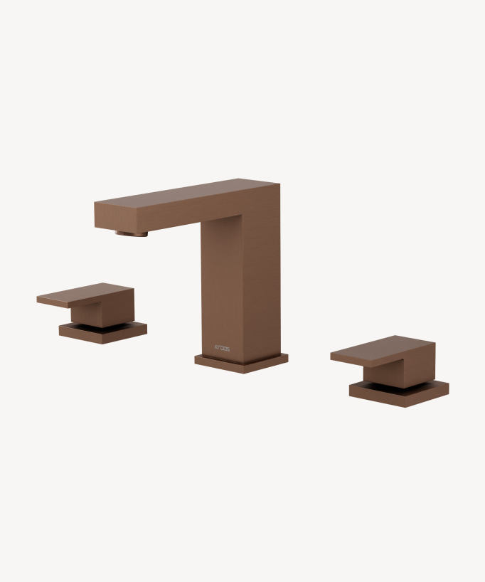 3-Hole Deck-Mounted Basin Mixer, Brushed Rose Gold - Sirius