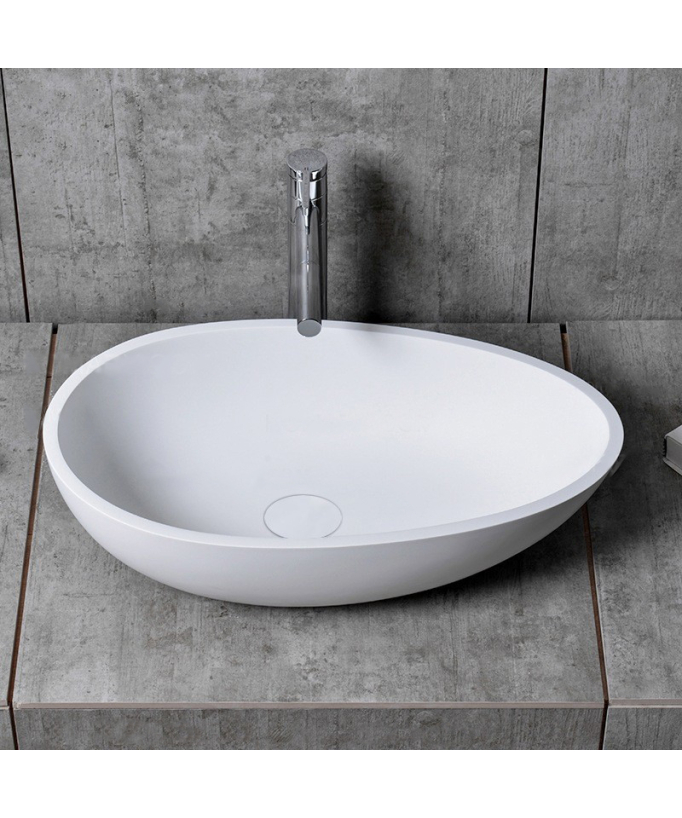 Modern Oval Countertop Basin - Glossy White - 59.5x35.5x16.5 cm